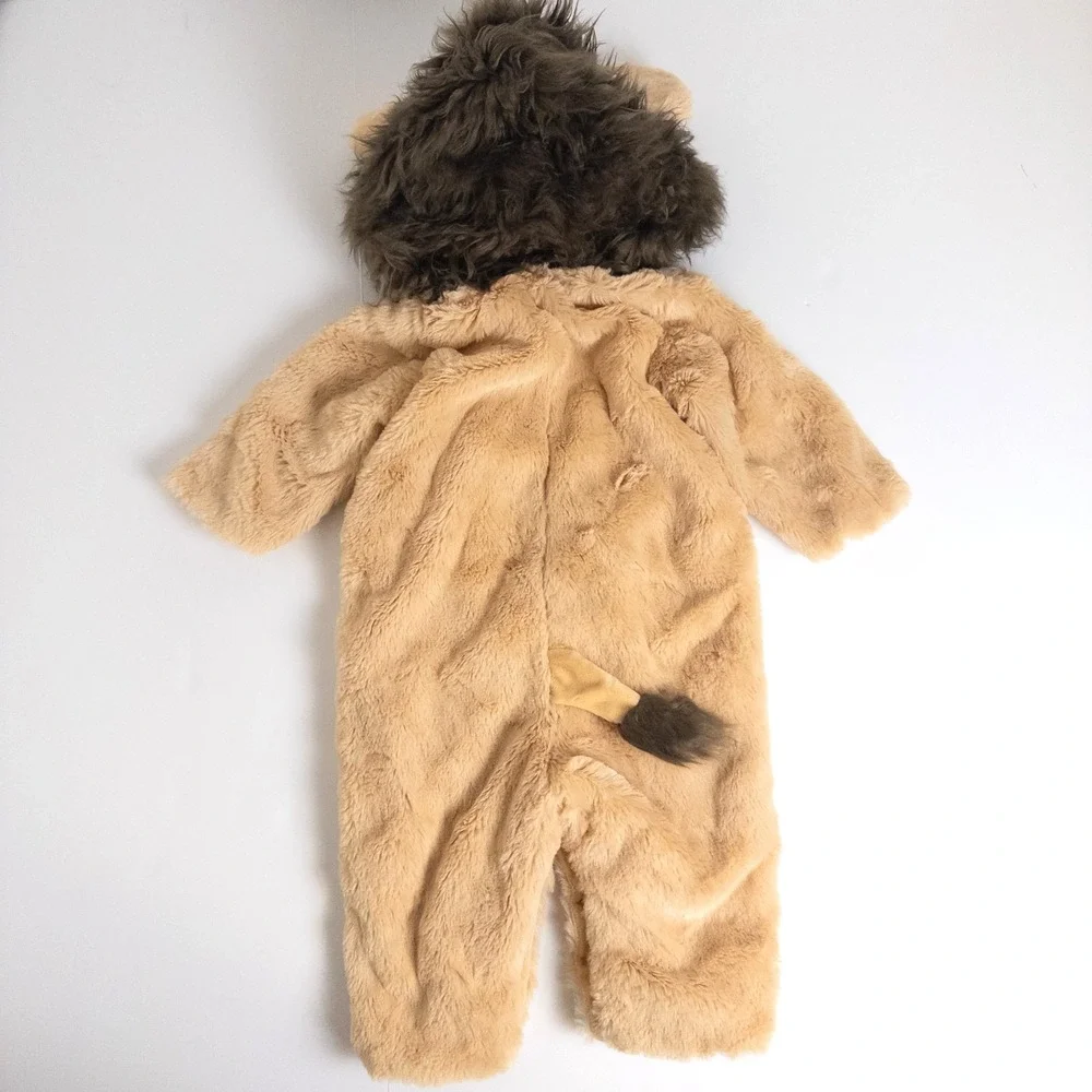 Pottery Barn Kids Lion‎ Costume 0-6M Tan Plush Faux Fur Halloween Jumpsuit - Picture 5 of 9